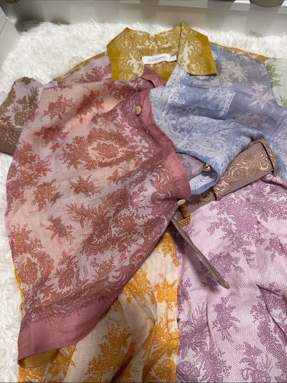 Zimmermann Multicolor Toile Print Shirt and Short Set with Bamboo Buckle - Picture 8 of 8